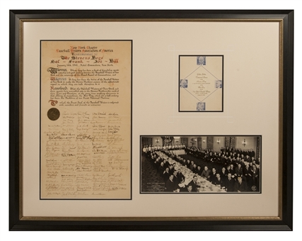 1941 50th Anniversary of the Hot Dog Testimonial Proclamation Signed By Babe Ruth,Ford Frick,Ed Barrow,Joe McCarthy and Over 100 Others